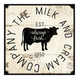#193 - Cuadro Vintage 30 X 30 Cm / Cartel Vaca Milk No Chapa