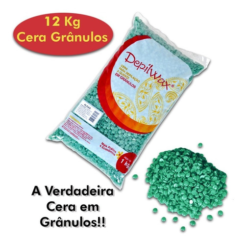 Kit 12 Ceras Depilatórias Algas Grânulos 1 Kg Depilwax