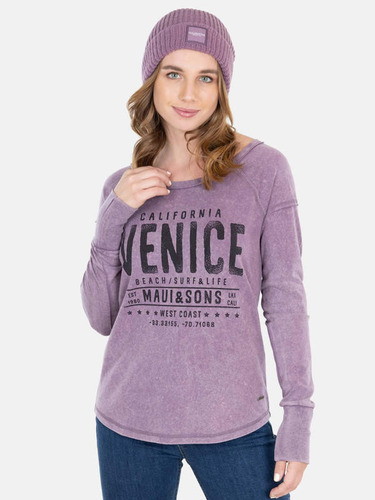 Polera Venice Beach T-shirt Morado Mujer Maui And Sons