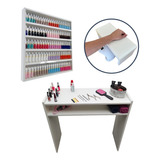 Mesa Manicure + Prateleira Esmaltes + Apoio Mão Nails Design
