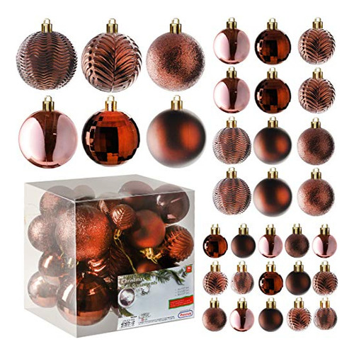 Adornos De Bolas Navideñas Prextex, Color Marrón