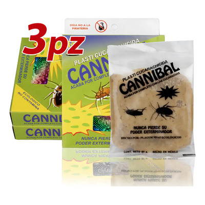 3 Cajas de Veneno Exterminador Mata Cucaracha Cannibal Original No Toxico Eliminador De Plagas, Efectivo Plasti-Cucarachicida Veneno Para Cucarachas De Todo Tipo | Meses sin interés