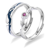 Anillos Ajustables Plata S925 Compromiso Rosa Hielo Polar