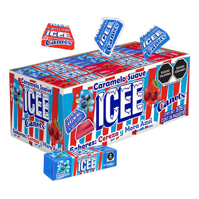 Canels Icee Caramelo Suave Cereza Y Mora Azul 576g 24pz | MercadoLibre