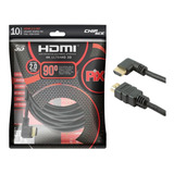 Cabo Hdmi L 10m 90 Graus Blindado 2.0 Ethernet 10 Metros 4k