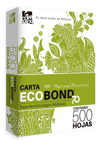 Papel Ecobond Carta Copamex 70gr Ecologico 500 Hojas