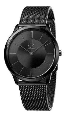 Reloj De Pulsera Calvin Klein K3m214b1 De Cuerpo Color Negro, Analógico, Para Hombre, Con Correa De Acero Inoxidable Color Negro, Minutero/segundero Negro Y Desplegable