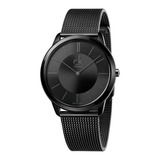 Reloj De Pulsera Calvin Klein K3m214b1 De Cuerpo Color Negro, Analógico, Para Hombre, Con Correa De Acero Inoxidable Color Negro, Minutero/segundero Negro Y Desplegable