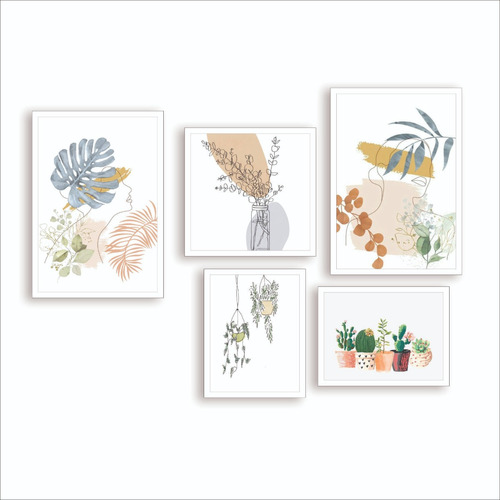 Kit 5 Quadros Decorativos Para Sala Quarto Casal Luxo