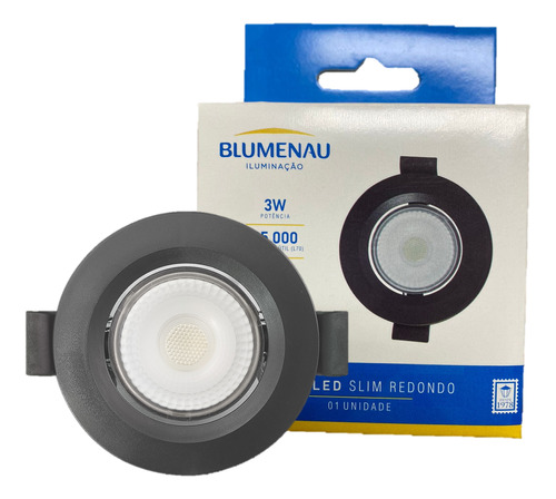 Kit 8 Spot Led Preto Redondo Embutir 3w Branco Frio 6500k