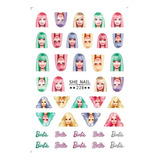 Stickers Para Uñas Transparentes Barby 02 . Decals