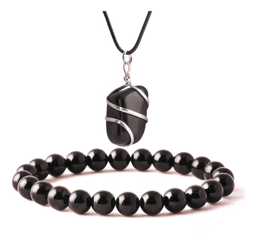 Yuvdipr Pulseras De Piedras Preciosas De Turmalina Negra Co.