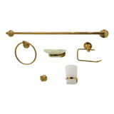 Set  Accesorios Para Baño Metálicos Color Dorado De Lujo