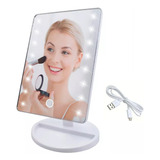 Espejo Para Maquillaje Táctil Luz Led Plegable Usb