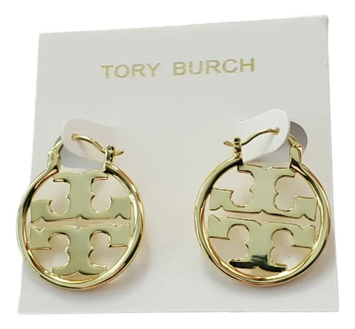 Aretes Tory Burch Argolla Logo Redondo Clásico 