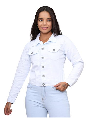 Jaqueta Jeans Feminina Branca - Blusa Agasalho Algodão