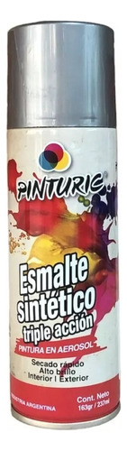 Pintura Esmalte Sintético En Aerosol Pinturic 240ml Acabado Brillante Color Gris Oscuro