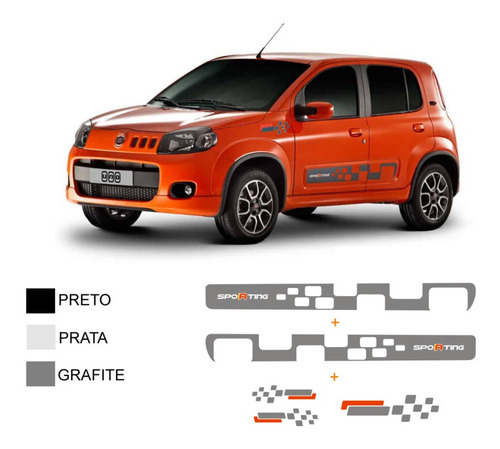 Adesivos Laterais Fiat Uno Vivace Drive Acessório Esportivo