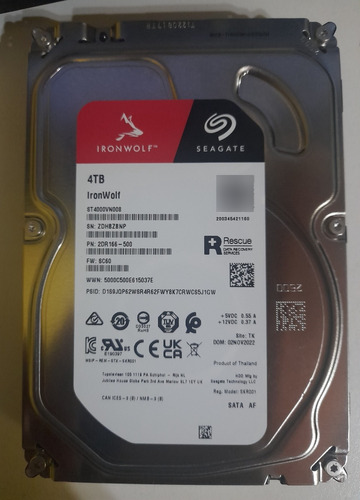 Disco Duro Interno Seagate Ironwolf St4000vn008 4tb Plateado