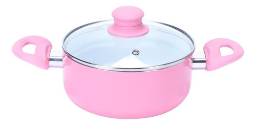 Cacerola Asas Ceramica 22cm Tapa Vidrio Carol Color Rosa 