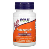 Astaxantina 4mg Now Foods 60vegs Softgel Importado Eua/usa