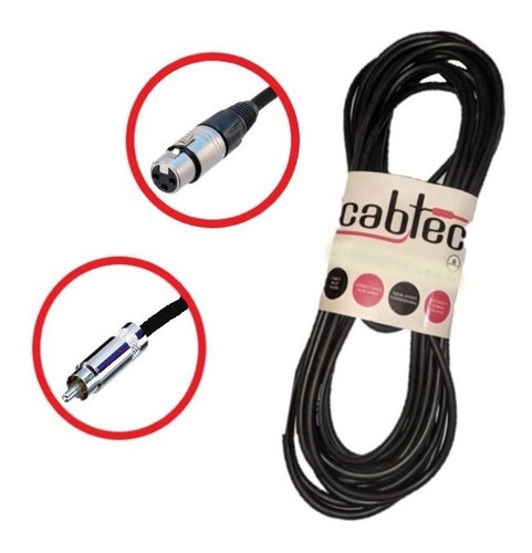 Cable Xlr Canon Hembra A Rca 9 Mts Cab-tec Fichas Neutrik 