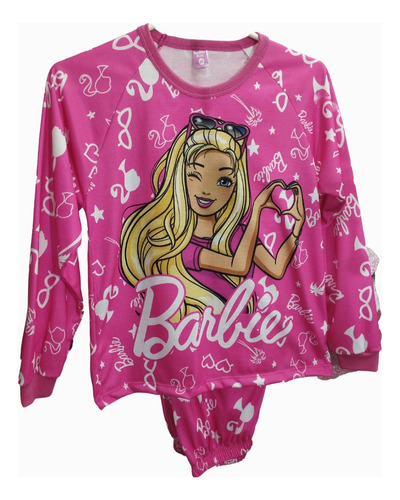 Pijama Infantil Barbie Manga Larga Algodon