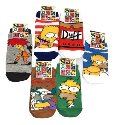 Medias Soquetes Animadas Simpson Original + Bolsa De Regalo