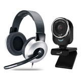 Combo Camara Webcam Full Hd Y Auriculares Con Graves Genius