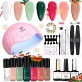 Kit De Esmalte De Uñas De Gel De Navidad Con Luz U V De 48 W