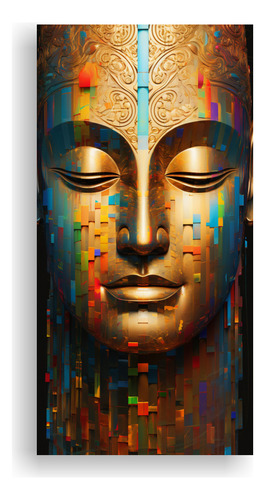 25x50cm Cuadro De Buda Estilo Abstracto Dorado Y Arco Iris