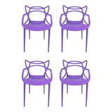 4 Cadeiras Sala De Jantar Cozinha Gourmet Top Chairs Roxa