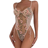 Body De Encaje Lencería Sexy Pijamas Bordado Para Cuello Env