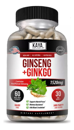 Ginseng + Ginkgo 1520mg Apoyo Cerebral (60 Caps) Americano