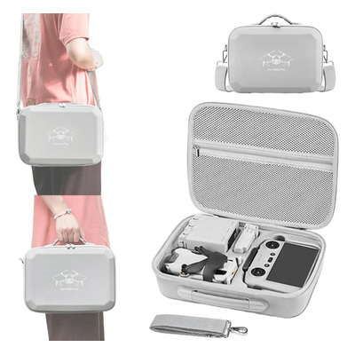 Estuche Protector Para Dji Mini 4 Pro | Funda De Transporte Con Acolchado Eva | Impermeable Y Resistente A Golpes | Para Dron, Control Dji Rc 2, 5 Baterías, Accesorios | Incluye Correa | Color Gris | Meses sin interés