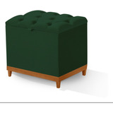 Puff Bau 45x45 Base Madeira Tecido Veludo Imediata Cor Verde-escuro Veludo Verde