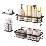 Organizador De Ducha Repisa Baño Set 5 Acero Inoxidable Adhe