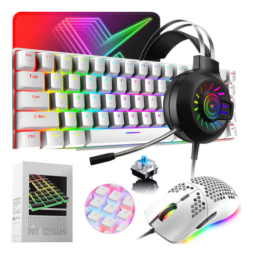 Combo Teclado Mecánico, Mouse, Diadema, Keycaps, Mousepad