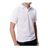 Camiseta Tipo Polo Blanca Para Niños Colegial Cuello Tejido.