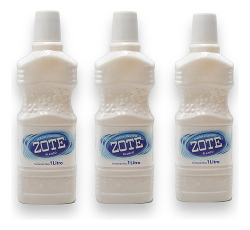 Detergente Liquido Zote Blanco 1 Lt  Kit 3 Pzas 