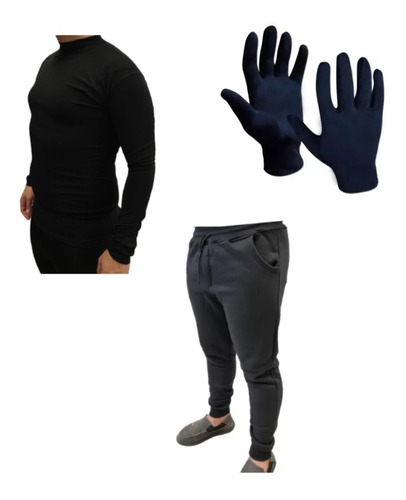 Conjunto! Camiseta Termica Hombre+pantalon Algodon +guantes