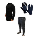 Conjunto! Camiseta Termica Hombre+pantalon Algodon +guantes