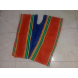 Poncho Arpillera Naranja Combinado Azul Niño