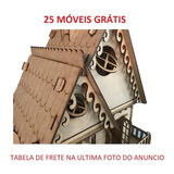 Casinha De Boneca Mdf Mod.az - Kit 25 Móveis + Varão Cortina