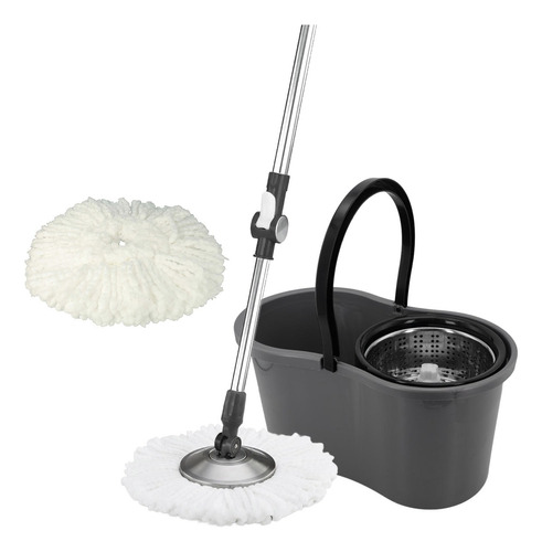 Balde Mop Giratorio 360º Rodo Esfregão Cesto Inox 9l Limpeza