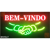 Placa Painel Led  Luminoso Bem Vindo Piscando 3 Modos Bivolt