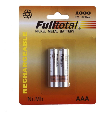 Blister Pack X2 Pilas Recargables Aaa 1000mah Fulltotal 1.2v