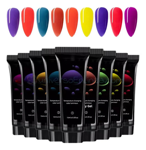 Polygel Decoración Uñas Cambio Color Manicure Temperatura F | MercadoLibre