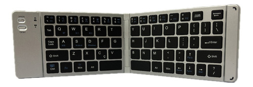 Mini Teclado Sem Fio Bluetooth Universal Dobrável Portátil Cor Prateado