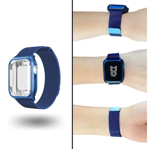 Correa Metálica + Case Protector Apple Watch Milanése